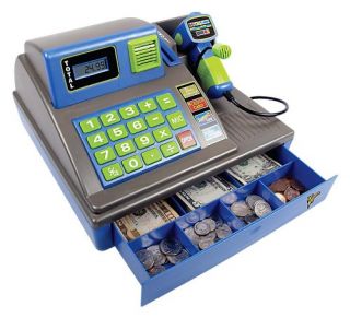 New Childrens Talking Cash Register Toy Includes Play Bills Coins 