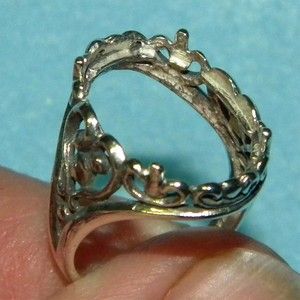  Oval Filigree Cabochon Sterling Silver Ring Setting Casting