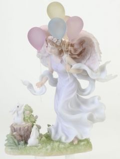 Ivy Carefree Heart w Balloons Angel Statue Resin Stone