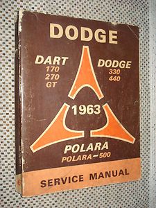 1963 Dodge Service Manual Original GT Dart Polara Shop Book 330 440 