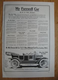 REO Motor Car Co 1912 Poster St Catharines Ontario
