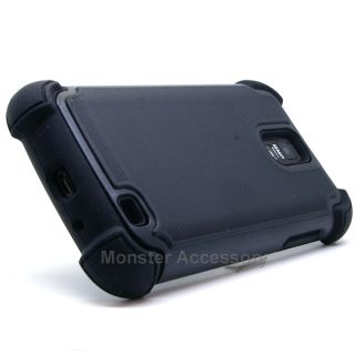 Black X Shield Double Layer Hard Case Gel Cover Samsung Galaxy S2 