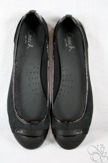 COACH Cecile 12CM Signature Black Ballet Flats Shoes New A2870