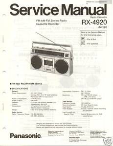 Original Service Manual Panasonic RX 4920 Radio Cass