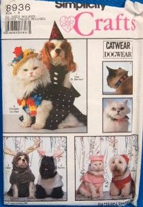 OOP Cute Pet Dogs Cats Costumes Cat Collars Sewing Pattern Simplicity 