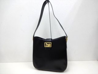Authentic Used Celine Shoulder Bag Leather Black ID 182
