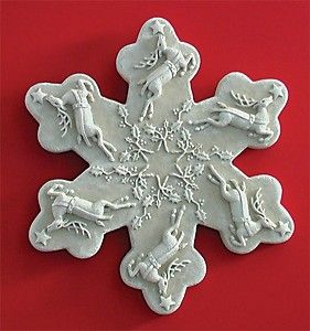 Carruth Studios Reindeer Snowflake Cast Stone Plaque