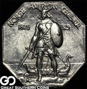 1925 Norse American Centennial Medal Thick Near Gem BU