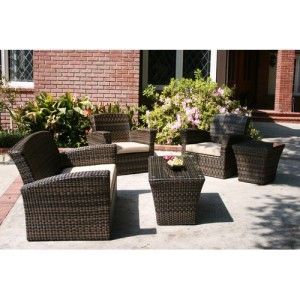 Garden & Casual Five Piece Wicker Outdoor Furniture Patio Deep Seating 