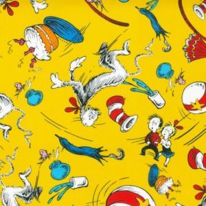 Yellow The Cat in The Hat Seuss Child Boy Retro Fabric