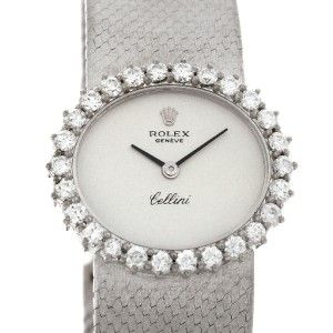 Rolex Cellini Vintage Ladies 18K White Gold Diamond Watch