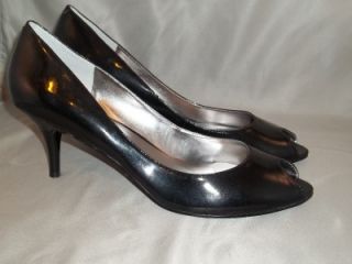 New Nine West (Castille) Black Leather Peep High Heel Shoe 11