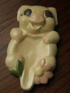 adorable vintage happy pig piggy ceramic spoon rest