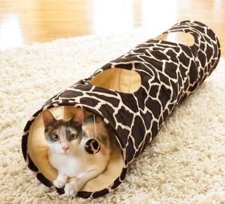 Giraffe Print Cat Kitten Pet Tunnel Play Toy Polyester NEW A9485