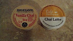   Chai Black Tea K cups 6 Bigelow Vanilla Chai 6 Cafe Escapes Chai Latte