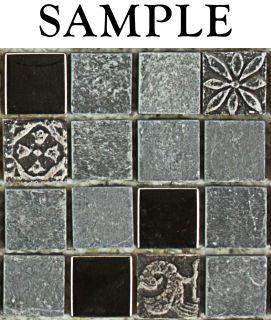 Sample Kitchen Bathroom Gray Silver Slate Glass Mosaic Tile