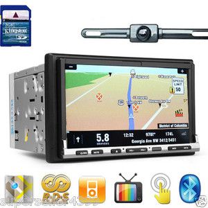 Double 2 DIN 7 Car GPS Nav DVD CD Radio Player USB SD iPod Bluetooth 