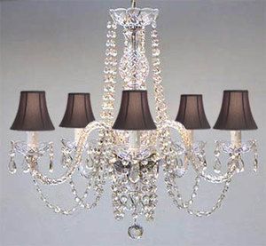 CRYSTAL CHANDELIER CHANDELIERS LIGHTING WITH BLACK SHADES FREE 