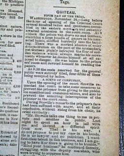 1881 James A Garfield Assassination Trial in Newspaper