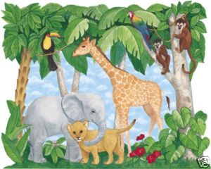 Nursery Baby Jungle Animals Wallpaper Decor Mural 6 x 7 5 259 72001 