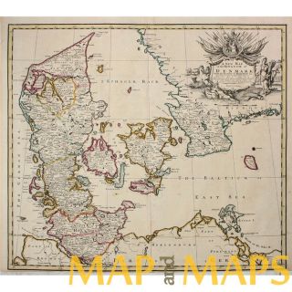 Early Antique Map Kingdom of Denmark with The Duchy of Holstein I 