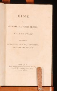 1807 8 3VOL Rime by Gabriello Chiabrera