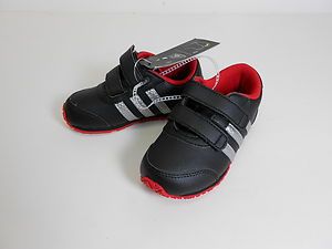 New Adidas Boys Athletic Shoes Velcro Black Red Snice CF I Size 4 5 6 
