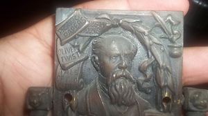 Charles Dickens Antique Cast Iron Plaque Early 1800S