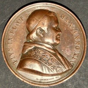 Pope Pius IX Longest Pope from 1846 to 1878 Anno XIV Bronze Medal 