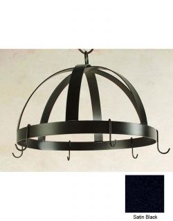 Dome Hanging Pot Rack with 8 Hooks Metal Satin Black