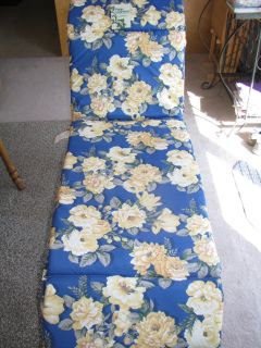Chaise Lounge Cushion Patio Yellow Floral Riviera Blue Reversible New 