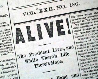 1881 Louisville KY Newspaper JAMES A. GARFIELD is Shot   In Serious 