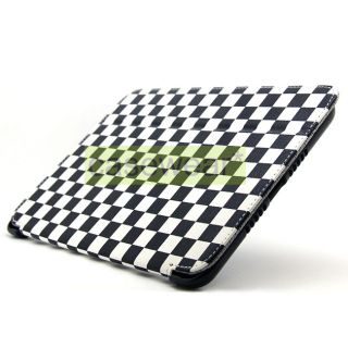 Black White Checker Patten Flip Stand Case Cover for New iPad Mini 