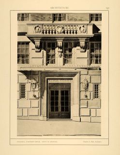1915 Print Charles A. Platt Charcoal Sketch Astor Court Apartments 