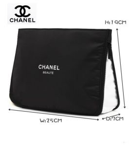 CHANEL BEAUTE EXTENDABLE ZIPPER COSMETIC BAG POUCH LIMITED GIFT 100% 