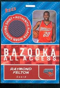 Charlotte Bobcats Raymond Felton Game Used Jersey Card
