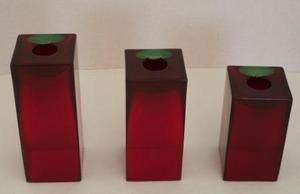 Jackson Perkins 3 Ruby Red Vases Candle Holders