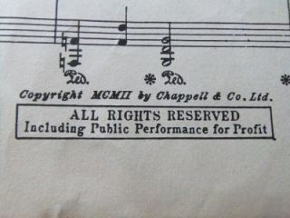 BECAUSE Sheet Music published by Chappell c1912 Voice & Piano by Guy D 