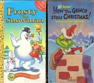New How The Grinch Stole Chrismas AND Frosty the Snowman VHS Lot of 2 