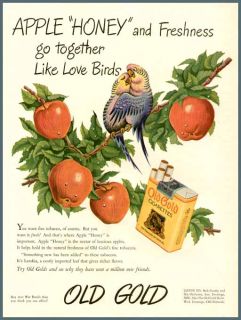 charming love birds in 1944 old gold cigarettes ad