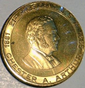 Chester A Arthur Commemorative Version 2 Bronze Medal Token Coin 
