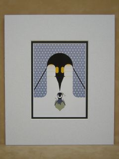 Charles Harper B R R R Rthday Penguin Matted Art Card
