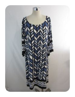 New Amanda Charles Black Blue Multi Dolman Sleeve Jersey Knit Dress 2X 