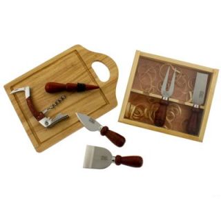 8pc Chicago Cutlery Wine + Cheese Knife Set Corkscrew Cutting Board 