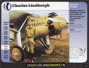 Charles Lindbergh Spirit of St Louis Grolier Story Card