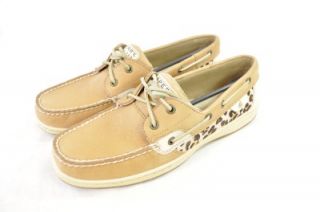 Sperry Bluefish 2 Eye Linen and Leopard Print Boat Shoes