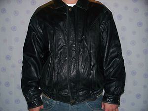 Mens Chereskin Black Leather Zipped Jacket Size L New York Nappa