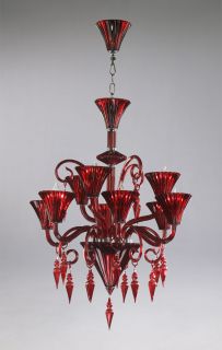Andretti Red Glass Dining Room Hanging Chandelier Lighting Stunning 
