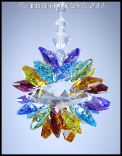 Swarovski Crystal Huge Double Chakra Colors Lotus Suncatcher Lilli 