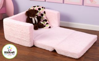 features kids can sit on thios pink chenille lil lounger like a chair 